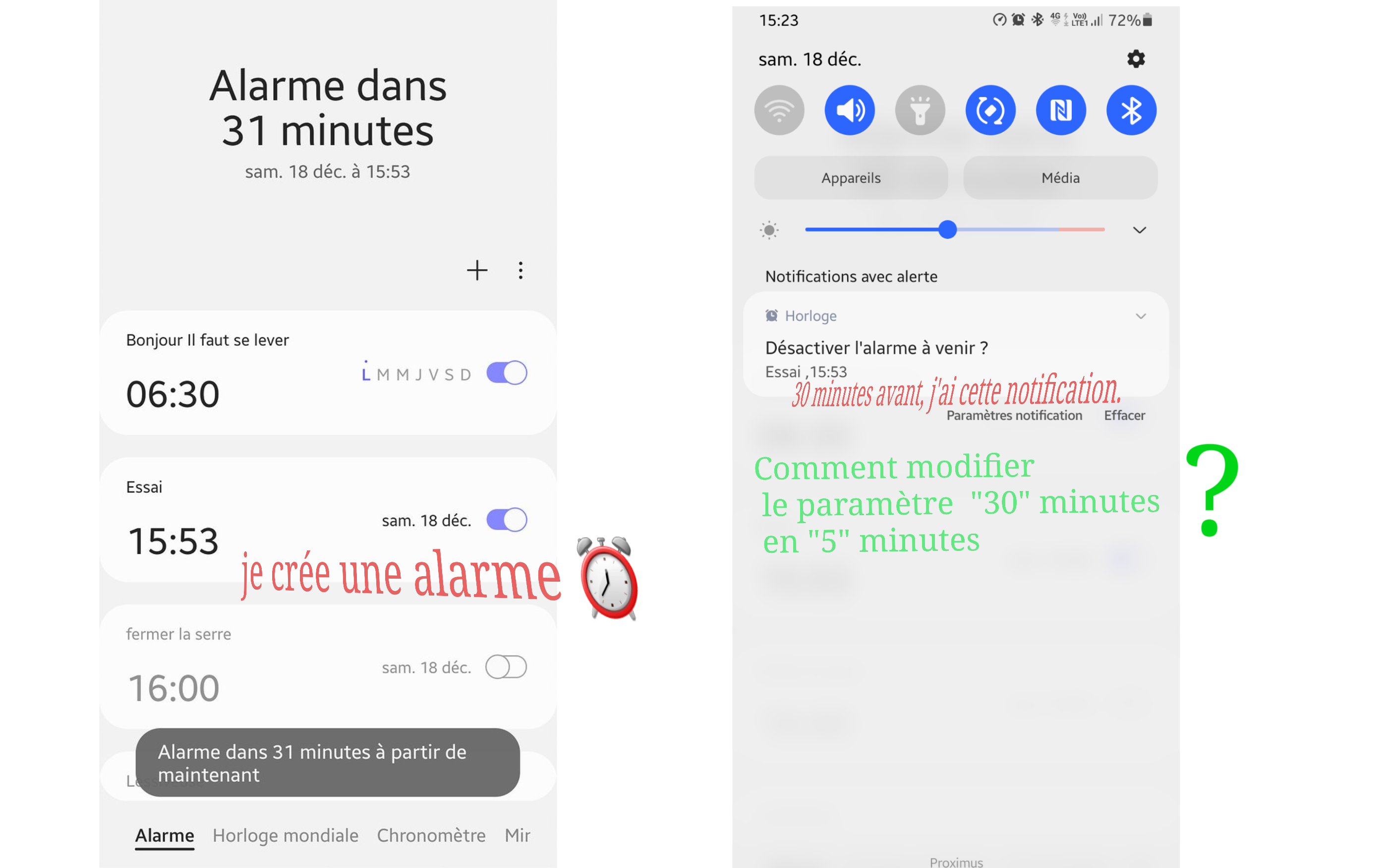 Notification avant alarme - Samsung Community