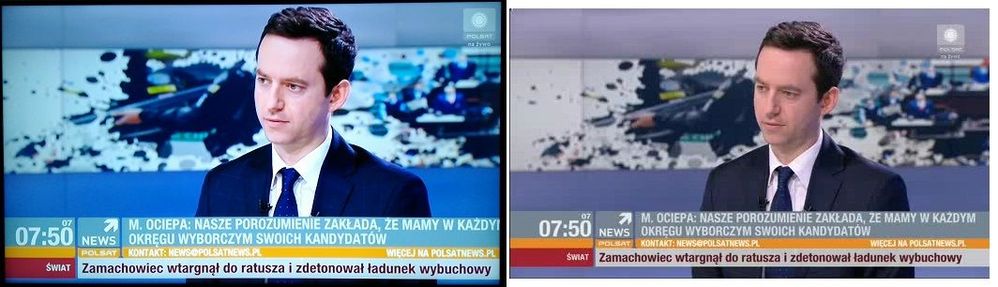 Fotka z TV po lewej, odebrane z tunera Not-Only TV po prawej