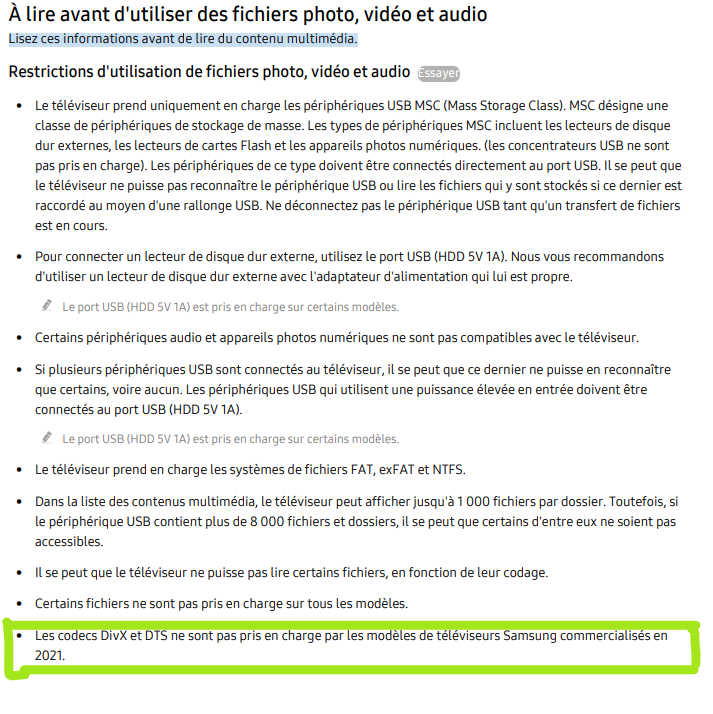 Format audio non pris en charge (DTS - QE75Q70A) - Samsung Community