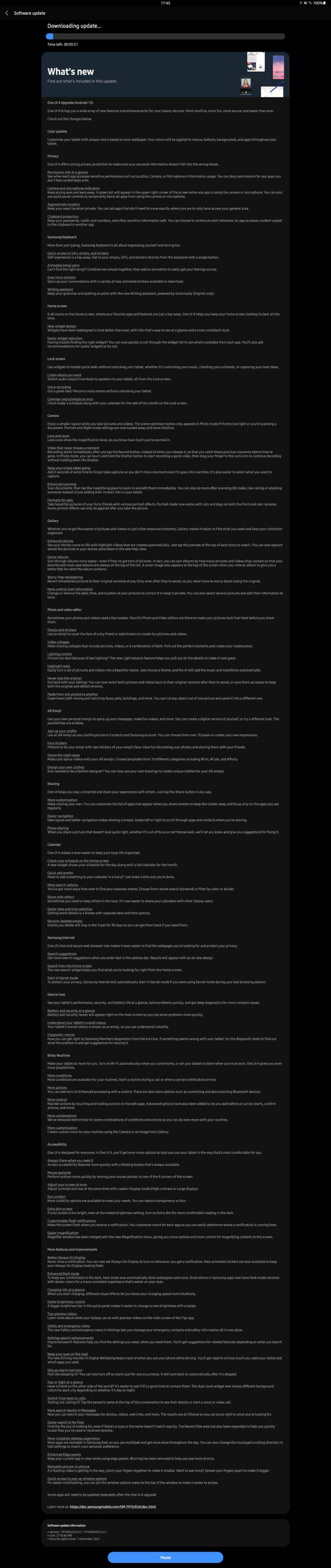 Tab S7 Plus One Ui 4 0 Update Wifi Version Samsung Community