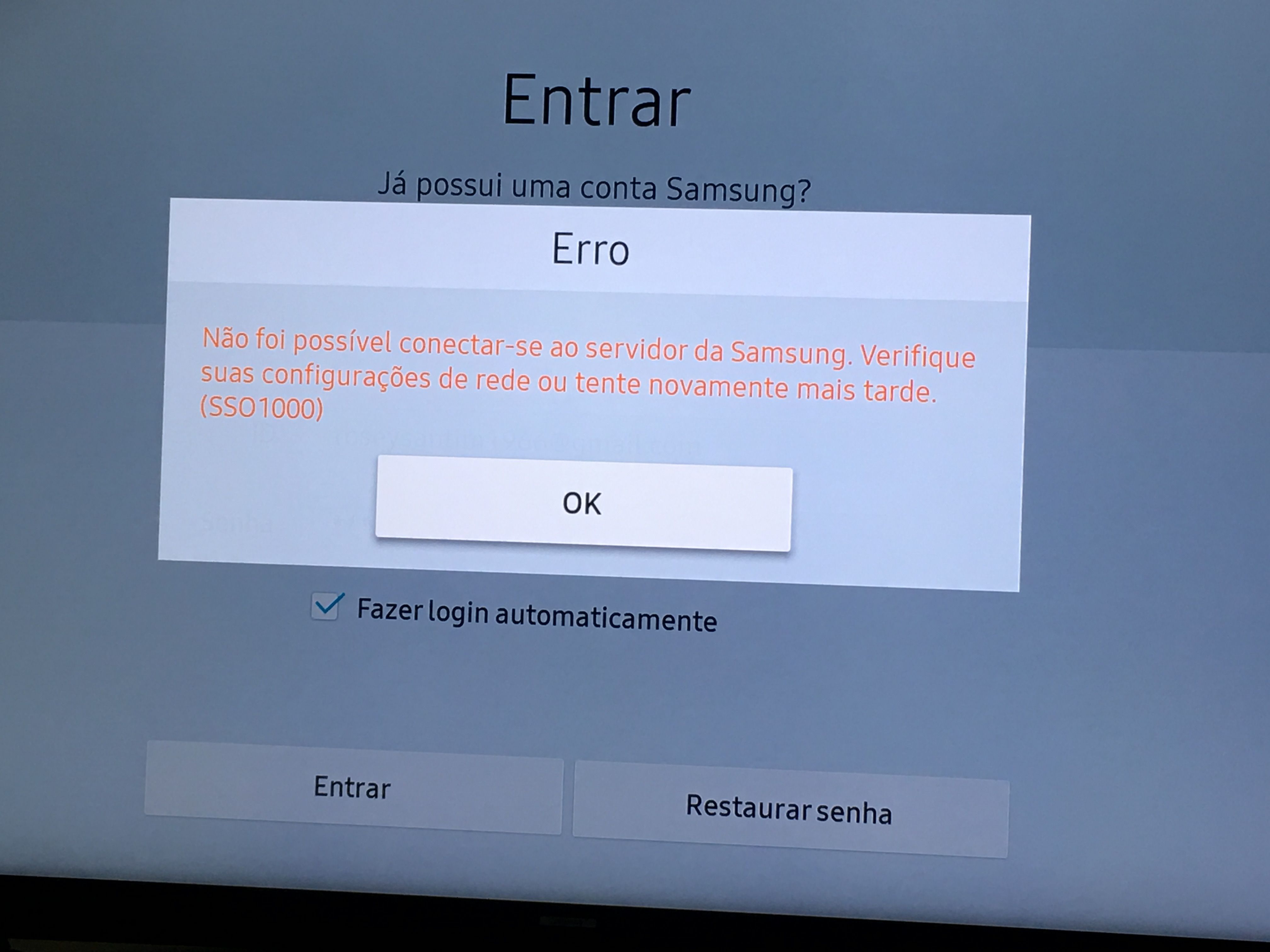 Erro Sso1000 Samsung Community