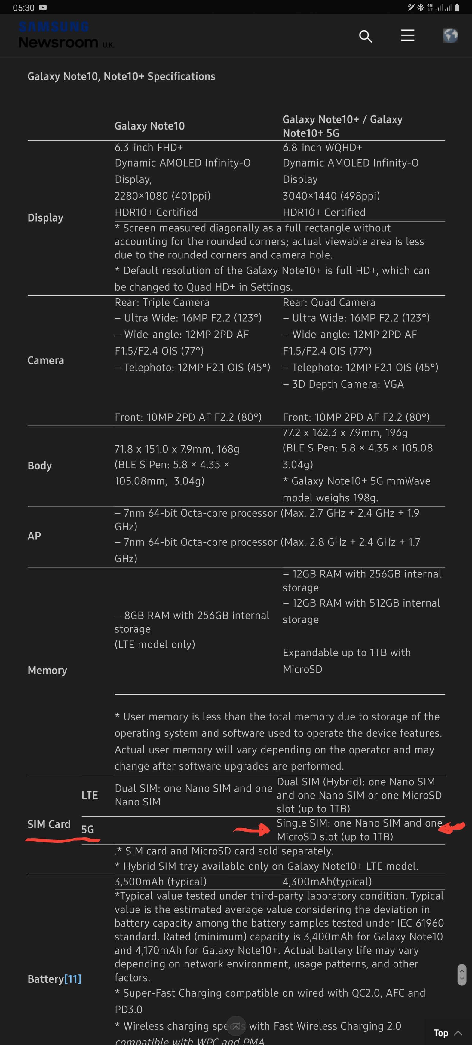 Samsung Galaxy Note 10+ 5G Smartphone 256GB, 12GB RAM, Single SIM, Black